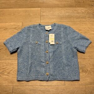 Sam Edelman Women's Colleen Short Sleeve Cardigan Blue Yonder Medium NWT Women’s